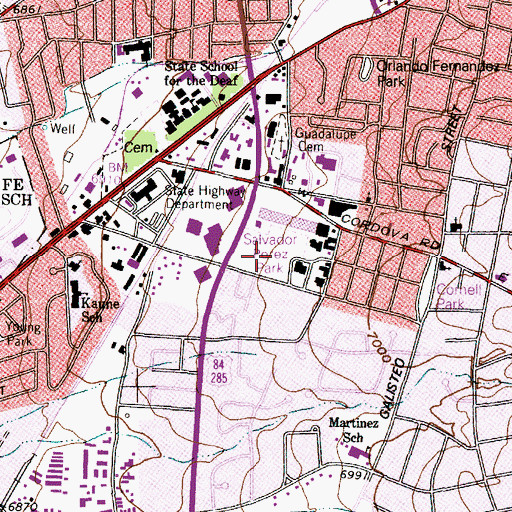 Topographic Map of Salvador Perez Park, NM