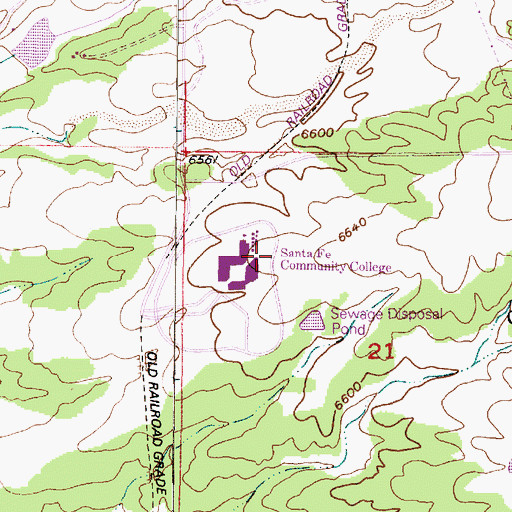 Topographic Map of Santa Fe Community College, NM
