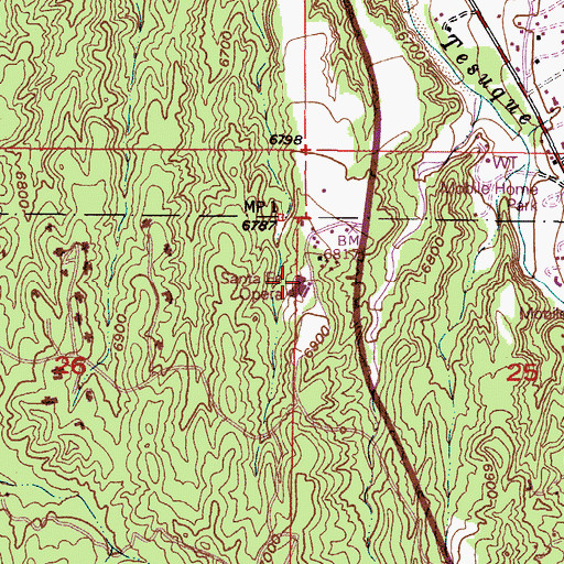 Topographic Map of Santa Fe Opera, NM
