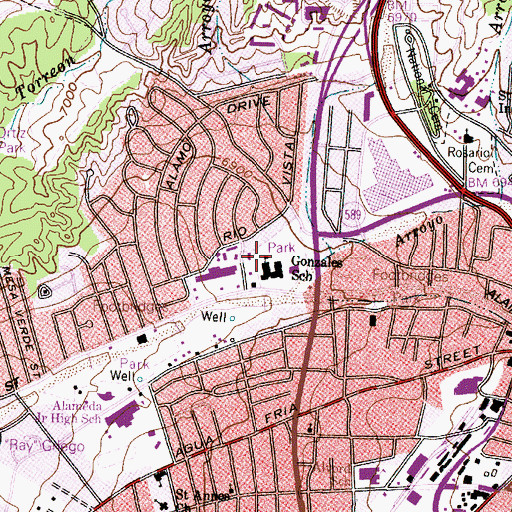 Topographic Map of Santa Fe River Park West, NM