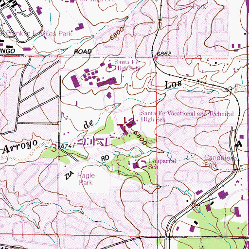 Topographic Map of Santa Fe Vocational Technical High School, NM