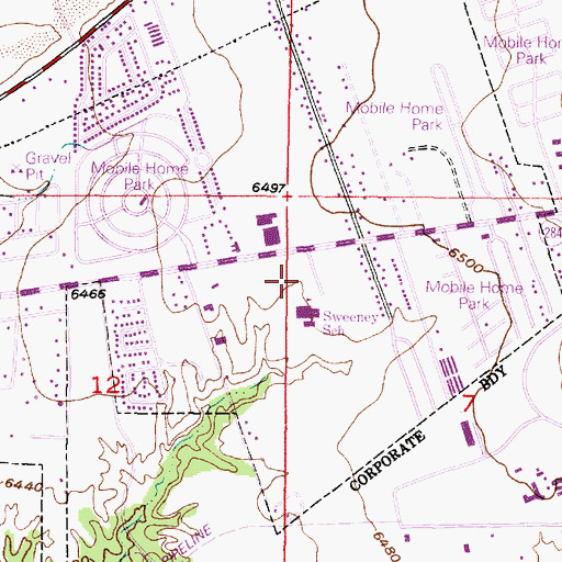 Topographic Map of Sweeney Elementary School, NM