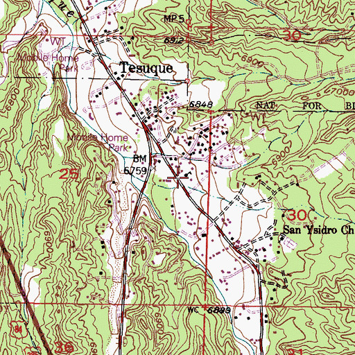 Topographic Map of Tesuque School, NM