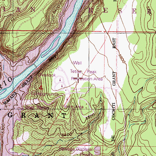 Topographic Map of Tetilla Peak Recreation Area, NM
