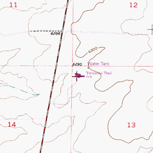 Topographic Map of Turquoise Trail Elementary School, NM