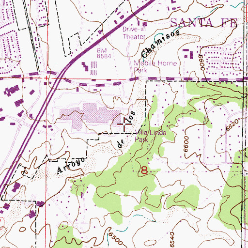 Topographic Map of Villa Linda Park, NM