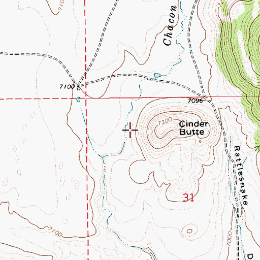 Topographic Map of Cinder Butte, NM
