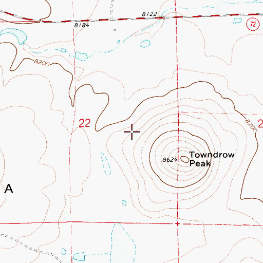 Topographic Map of Tondrow Peak Mine, NM
