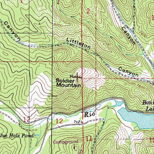 Topographic Map of Soldier, NM