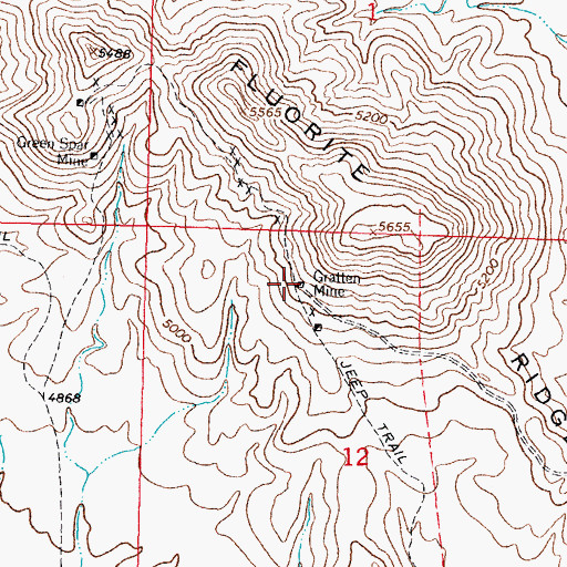 Topographic Map of Grattan Mine, NM