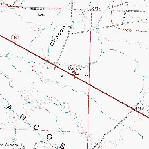 Topographic Map of Borrow Pits, NM