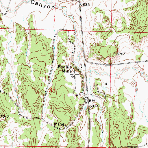 Topographic Map of San Miguel - Padilla Mine, NM