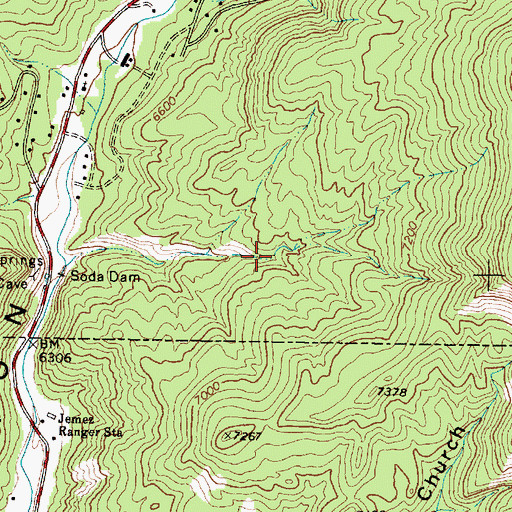 Topographic Map of NE Soda Dam Prospect, NM