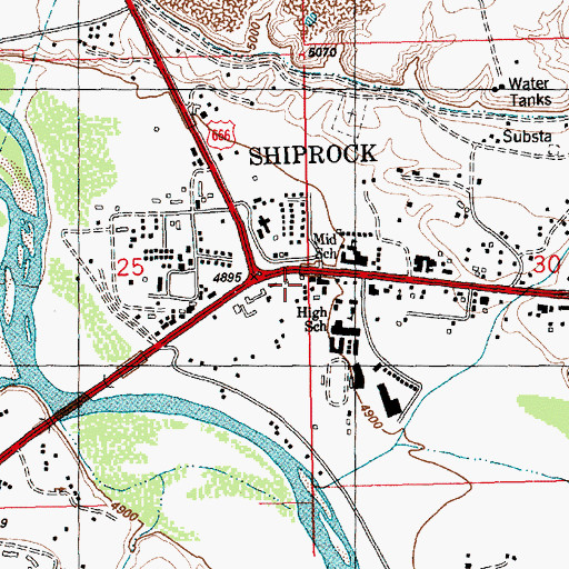 Topographic Map of Shiprock Pit, NM