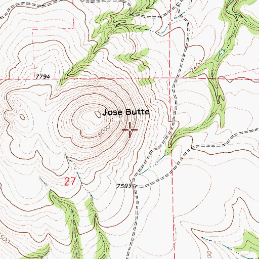 Topographic Map of Jose Butte, NM