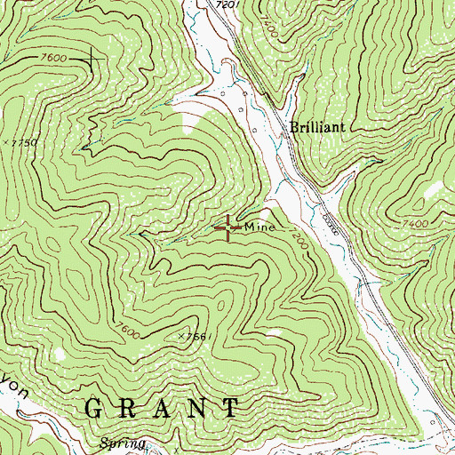 Topographic Map of Brilliant Coal Mine, NM