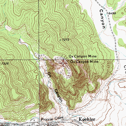 Topographic Map of Ox Canyon Mine, NM