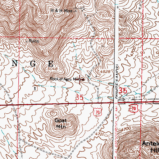 Topographic Map of Rock of Ages Procpect, NM