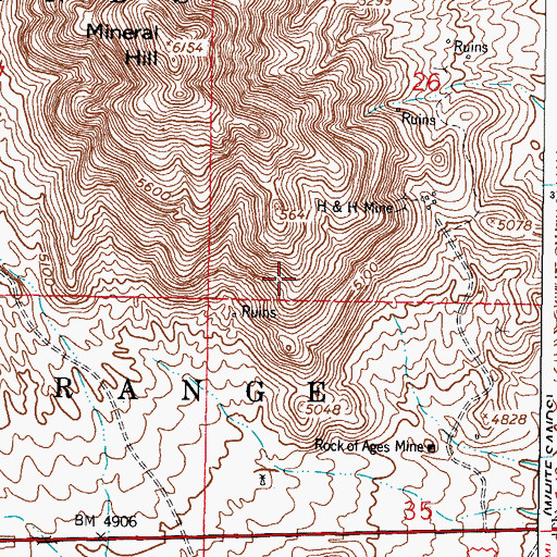 Topographic Map of Mineral Hill, NM