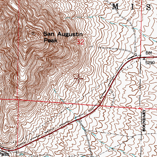 Topographic Map of San Agustin Pass, NM