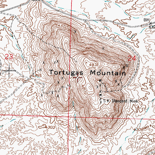 Topographic Map of Santiago, NM