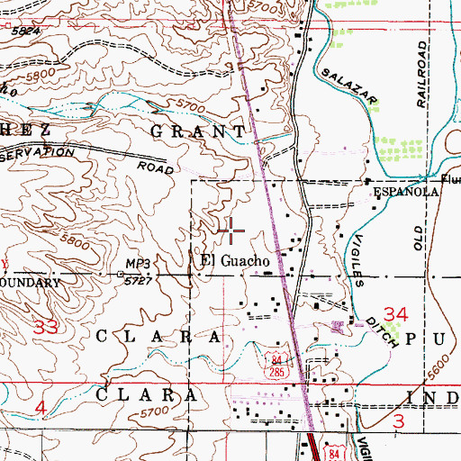 Topographic Map of Bartholomew - Sanchez Grant, NM