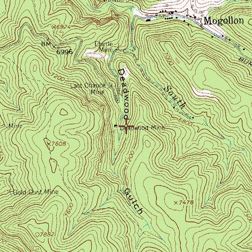 Topographic Map of Jackpot Lode, NM