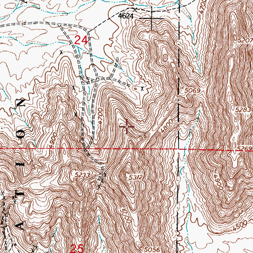 Topographic Map of Bishops Cap Mine, NM