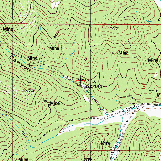 Topographic Map of Bailey Mine, NM