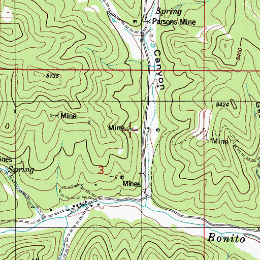 Topographic Map of Renowned Mine, NM