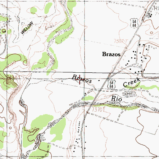 Topographic Map of Lower Brazos, NM