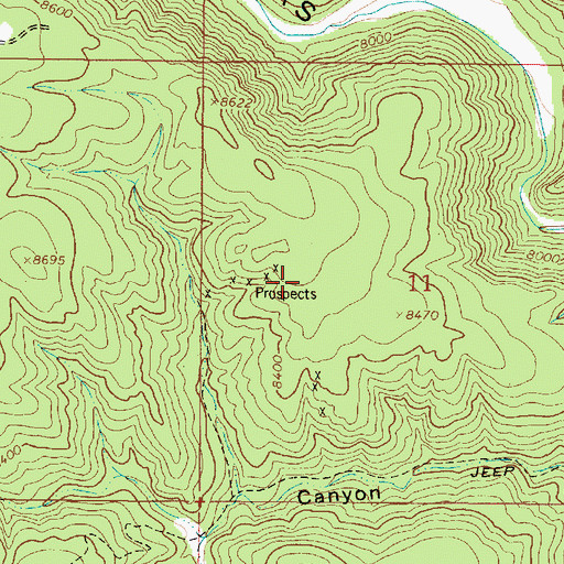 Topographic Map of Tusas River Canyon Prospects, NM