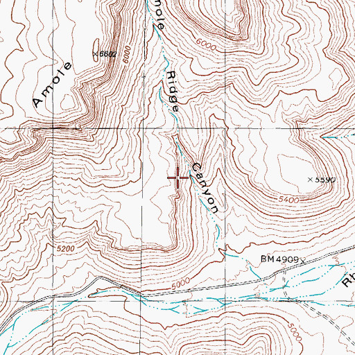 Topographic Map of Rhodes Canyon, NM