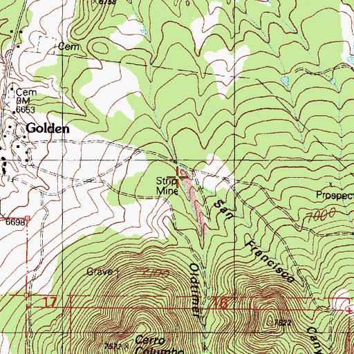 Topographic Map of Golden Placer, NM
