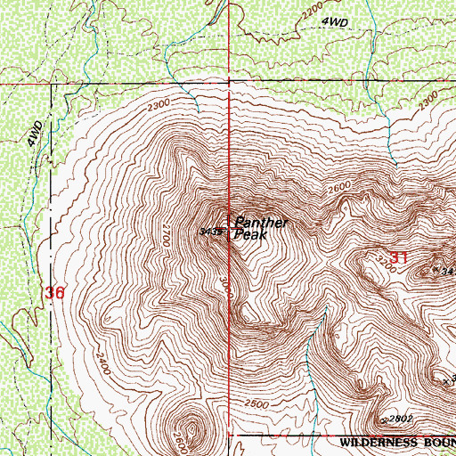 Topographic Map of Panther Peak, AZ