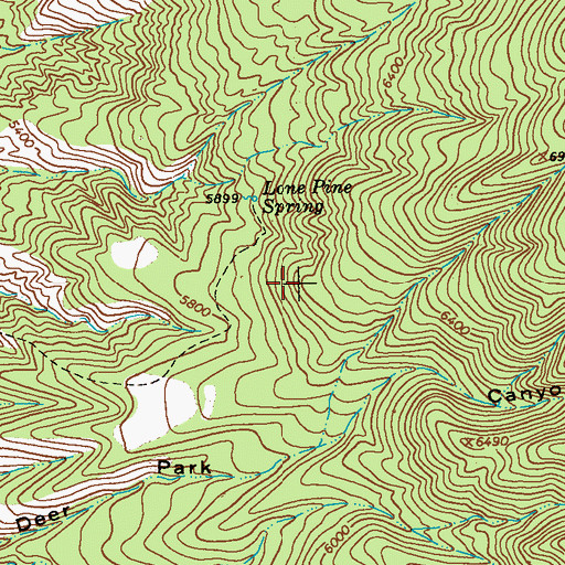 Topographic Map of Deer Park Canyon Prospects, NM