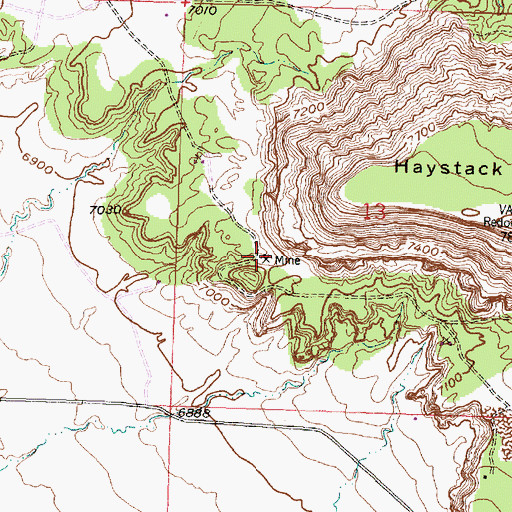 Topographic Map of Haystack Mine, NM