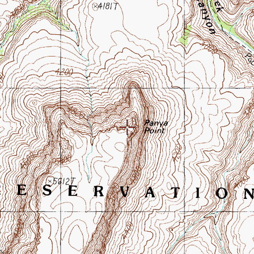 Topographic Map of Panya Point, AZ