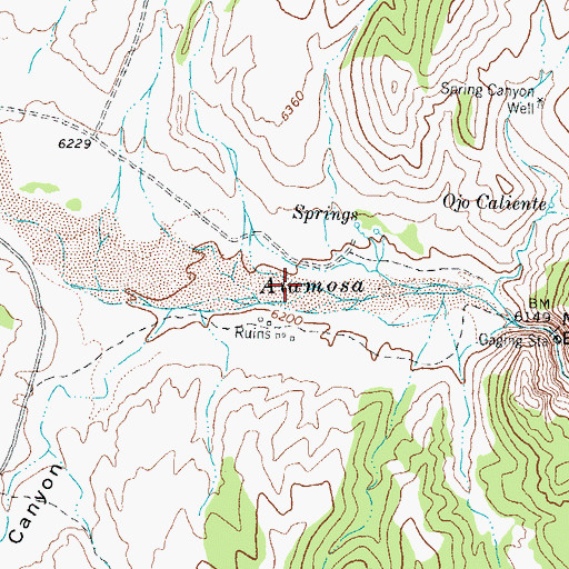 Topographic Map of Ojo Caliente Spring, NM