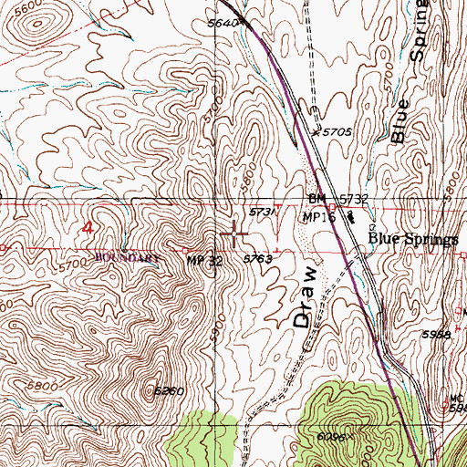 Topographic Map of Blue Springs Quarry, NM