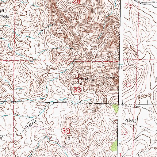 Topographic Map of Red Cloud Claims, NM