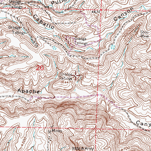 Topographic Map of Dredge Tailings Four, NM