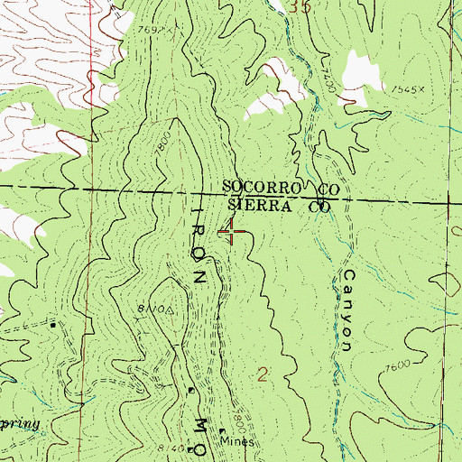 Topographic Map of Iron Mountain Deposit, NM