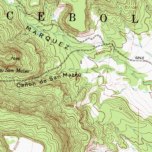 Topographic Map of Marquez Canyon Mine, NM