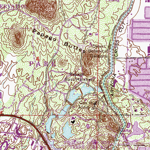Topographic Map of Papago Bass Hatchery, AZ