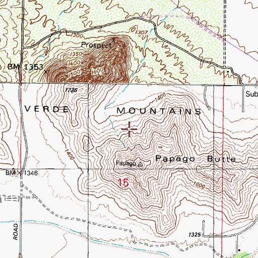 Topographic Map of Papago Butte, AZ