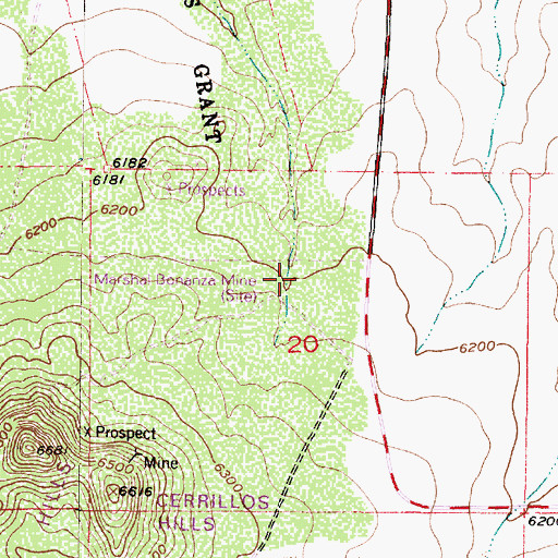 Topographic Map of Marshall Bonanza Mine, NM