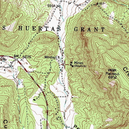 Topographic Map of Las Huertas Deposit, NM
