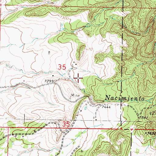 Topographic Map of Eureka Mesa Quarry, NM