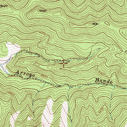 Topographic Map of Upper Hondo Canyon Prospect, NM